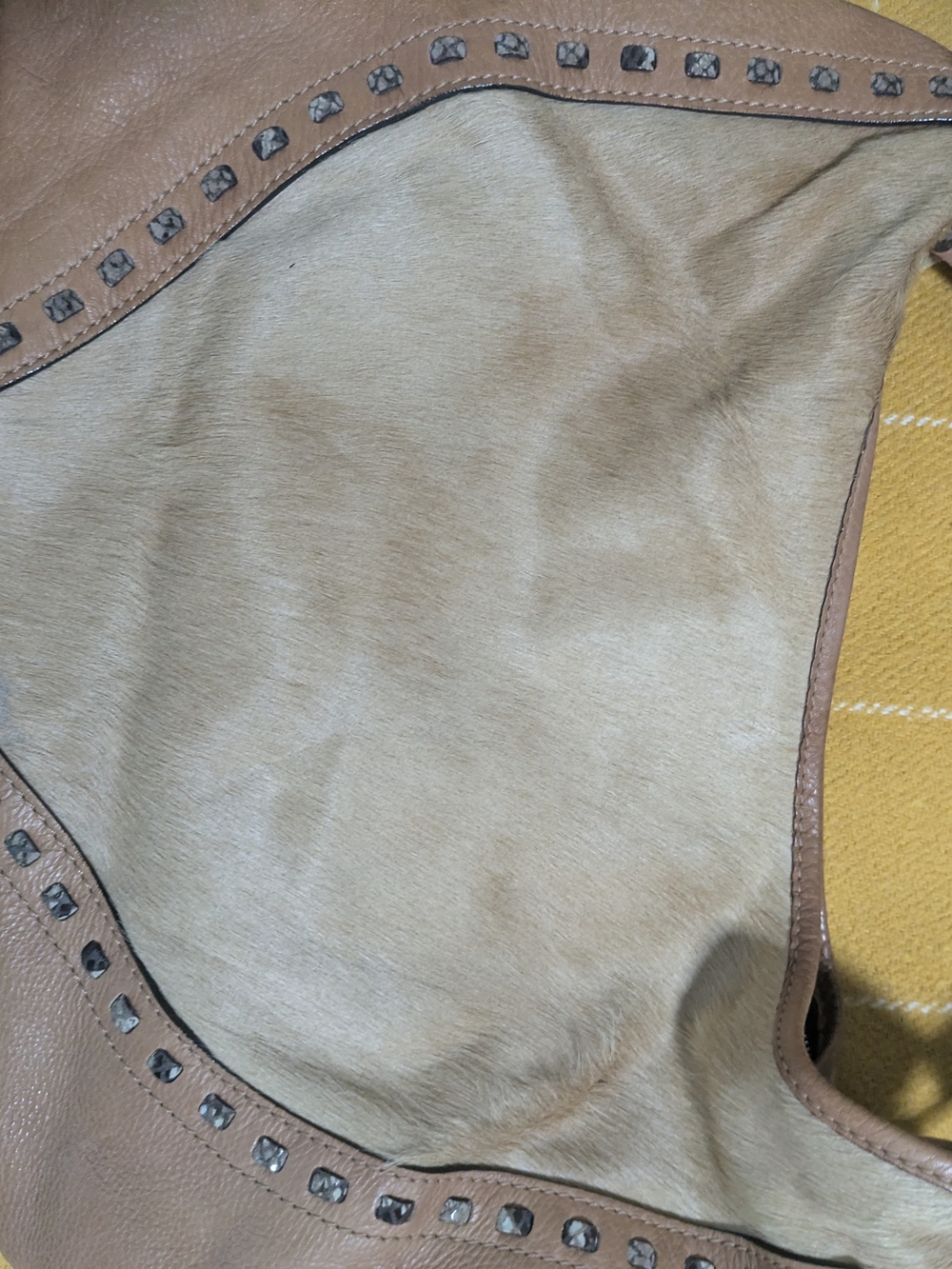 TOUS Beige, Animal Print & Tan Leather Shoulder Hobo Bag - Picture 7 of 10